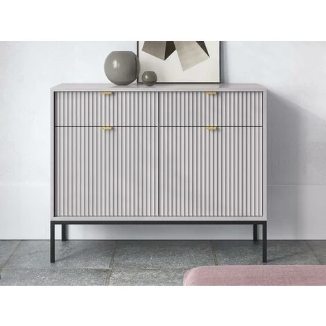 VENTE-UNIQUE.COM Buffet Avec 2 Portes Et 2 Tiroirs - Gris - LIOUBA - Gris Clair 4 VENTE-UNIQUE.COM Buffet Avec 2 Portes Et 2 Tiroirs - Gris - LIOUBA - Gris Clair – Image 4