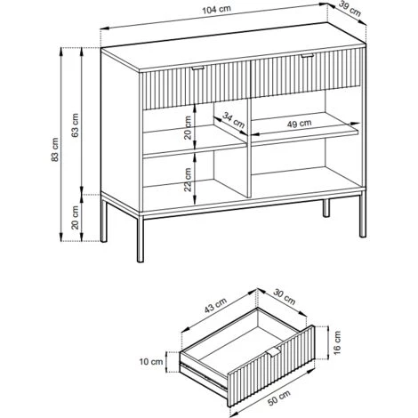 VENTE-UNIQUE.COM Buffet Avec 2 Portes Et 2 Tiroirs - Gris - LIOUBA - Gris Clair 5 VENTE-UNIQUE.COM Buffet Avec 2 Portes Et 2 Tiroirs - Gris - LIOUBA - Gris Clair – Image 5