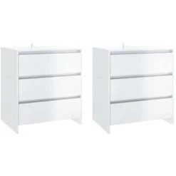TRUE DEAL Buffets 3 Pcs Blanc Brillant Bois D'ingénierie 8 TRUE DEAL Buffets 3 Pcs Blanc Brillant Bois D'ingénierie -Buffet et enfilade Soldes 67293868 4