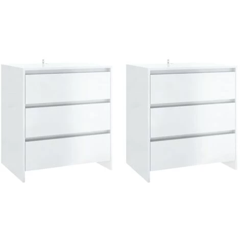 TRUE DEAL Buffets 3 Pcs Blanc Brillant Bois D'ingénierie 4 TRUE DEAL Buffets 3 Pcs Blanc Brillant Bois D'ingénierie – Image 4