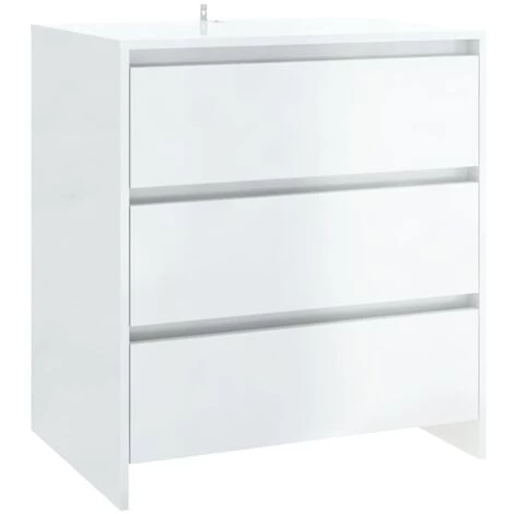 TRUE DEAL Buffets 3 Pcs Blanc Brillant Bois D'ingénierie 5 TRUE DEAL Buffets 3 Pcs Blanc Brillant Bois D'ingénierie – Image 5