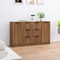 TRUE DEAL Buffets 2 Pcs Chêne Marron 60x30x70 Cm Bois D'ingénierie