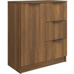 TRUE DEAL Buffets 2 Pcs Chêne Marron 60x30x70 Cm Bois D'ingénierie -Buffet et enfilade Soldes 67294274 5