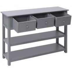 TRUE DEAL Buffet Gris 108x30x76 Cm Bois De Paulownia Massif -Buffet et enfilade Soldes 67295913 4
