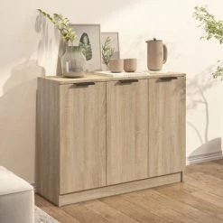 TRUE DEAL Buffet Chêne Sonoma 90,5x30x70 Cm Bois D'ingénierie -Buffet et enfilade Soldes 67296747 3