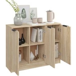 TRUE DEAL Buffet Chêne Sonoma 90,5x30x70 Cm Bois D'ingénierie -Buffet et enfilade Soldes 67296747 4
