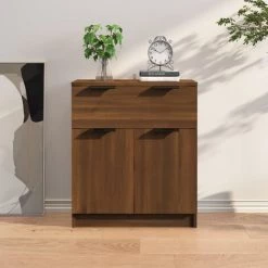 TRUE DEAL Buffet Chêne Marron 60x30x70 Cm Bois D'ingénierie
