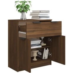 TRUE DEAL Buffet Chêne Marron 60x30x70 Cm Bois D'ingénierie 8 TRUE DEAL Buffet Chêne Marron 60x30x70 Cm Bois D'ingénierie -Buffet et enfilade Soldes 67297119 4