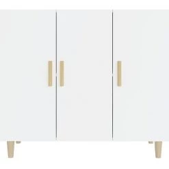 TRUE DEAL Buffet Blanc Brillant 90x34x80 Cm Bois D'ingénierie -Buffet et enfilade Soldes 67297857 3