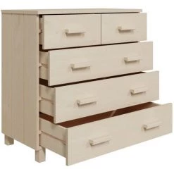 TRUE DEAL Buffet Marron Miel 79x40x80 Cm Bois Massif De Pin -Buffet et enfilade Soldes 67298074 5