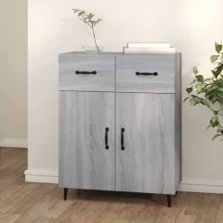 TRUE DEAL Buffet Sonoma Gris 69,5x34x90 Cm Bois D'ingénierie