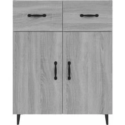 TRUE DEAL Buffet Sonoma Gris 69,5x34x90 Cm Bois D'ingénierie -Buffet et enfilade Soldes 67298088 5