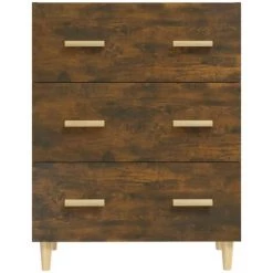 TRUE DEAL Buffet Chêne Fumé 70x34x90 Cm Bois D'ingénierie -Buffet et enfilade Soldes 67298250 3
