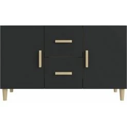TRUE DEAL Buffet Noir 100x36x60 Cm Bois D'ingénierie -Buffet et enfilade Soldes 67298275 3