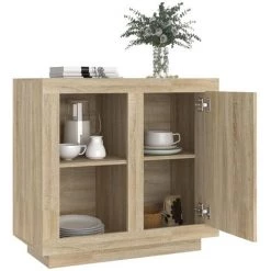 TRUE DEAL Buffet Chêne Sonoma 80x40x75 Cm -Buffet et enfilade Soldes 67298384 4
