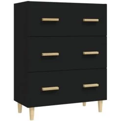 TRUE DEAL Buffet Noir 70x34x90 Cm Bois D'ingénierie -Buffet et enfilade Soldes 67298558 2