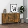 TRUE DEAL Buffet Chêne Fumé 100x36x60 Cm Bois D'ingénierie