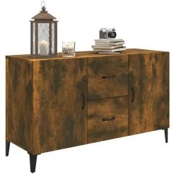 TRUE DEAL Buffet Chêne Fumé 100x36x60 Cm Bois D'ingénierie -Buffet et enfilade Soldes 67298798 4