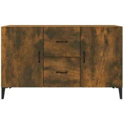 TRUE DEAL Buffet Chêne Fumé 100x36x60 Cm Bois D'ingénierie -Buffet et enfilade Soldes 67298798 5