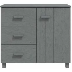 TRUE DEAL Buffet Gris Foncé 90x40x80 Cm Bois De Pin Solide -Buffet et enfilade Soldes 67300927 3