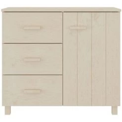 TRUE DEAL Buffet Marron Miel 90x40x80 Cm Bois De Pin Solide -Buffet et enfilade Soldes 67300967 3