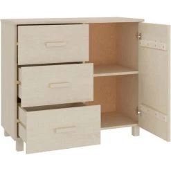 TRUE DEAL Buffet Marron Miel 90x40x80 Cm Bois De Pin Solide -Buffet et enfilade Soldes 67300967 5