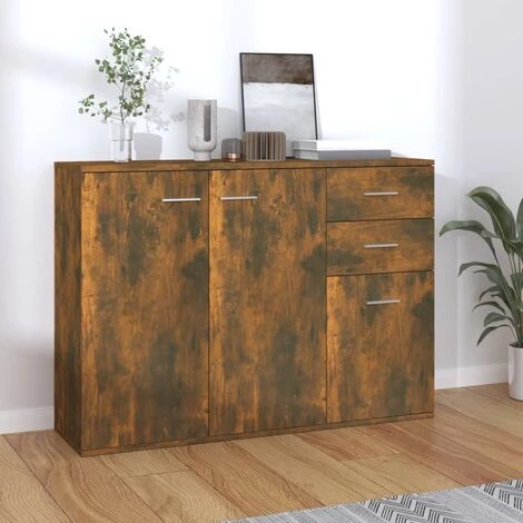 TRUE DEAL Buffet Chêne Fumé 105x30x75 Cm Bois D'ingénierie 1 TRUE DEAL Buffet Chêne Fumé 105x30x75 Cm Bois D'ingénierie
