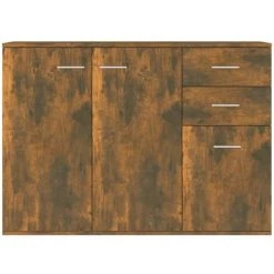 TRUE DEAL Buffet Chêne Fumé 105x30x75 Cm Bois D'ingénierie 7 TRUE DEAL Buffet Chêne Fumé 105x30x75 Cm Bois D'ingénierie -Buffet et enfilade Soldes 67301483 3