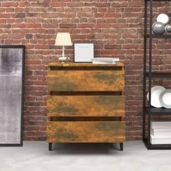 TRUE DEAL Buffet Chêne Fumé 60x35x69 Cm Bois D'ingénierie -Buffet et enfilade Soldes 67301533 3