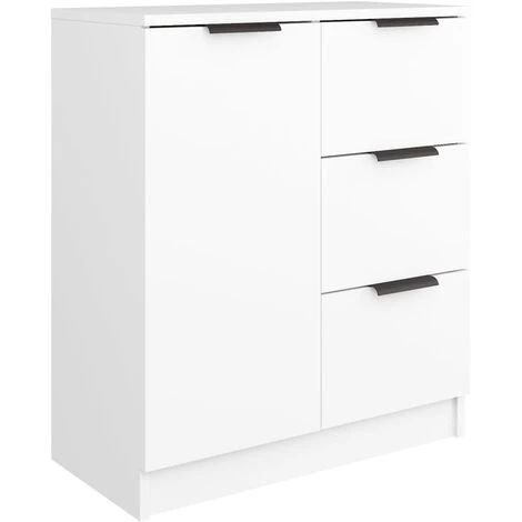 TRUE DEAL Buffet Blanc 60x30x70 Cm Bois D'ingénierie 2 TRUE DEAL Buffet Blanc 60x30x70 Cm Bois D'ingénierie – Image 2