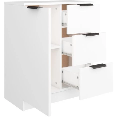 TRUE DEAL Buffet Blanc 60x30x70 Cm Bois D'ingénierie 5 TRUE DEAL Buffet Blanc 60x30x70 Cm Bois D'ingénierie – Image 5