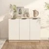 TRUE DEAL Buffet Blanc Et Chêne Sonoma 90,5x30x70 Cm Bois D'ingénierie
