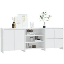 TRUE DEAL Buffets 3 Pcs Blanc Bois D'ingénierie -Buffet et enfilade Soldes 67302488 3