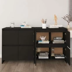 TRUE DEAL Buffets 2 Pcs Noir 70x41x75 Cm Aggloméré
