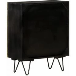 TRUE DEAL Buffet Avec Façade En Laiton 60x30x74 Cm Bois De Manguier Massif -Buffet et enfilade Soldes 67303575 3