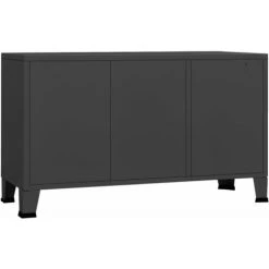 TRUE DEAL Buffet Industriel Anthracite 105x35x62 Cm Métal Et Verre -Buffet et enfilade Soldes 67304099 5