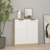 TRUE DEAL Buffet Blanc Et Chêne Sonoma 60x30x70 Cm Bois D'ingénierie