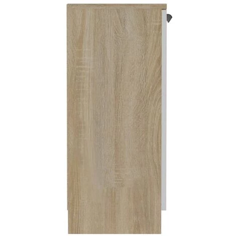 TRUE DEAL Buffet Blanc Et Chêne Sonoma 60x30x70 Cm Bois D'ingénierie 4 TRUE DEAL Buffet Blanc Et Chêne Sonoma 60x30x70 Cm Bois D'ingénierie – Image 4