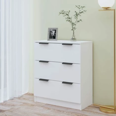TRUE DEAL Buffet Blanc 60x30x70 Cm Bois D'ingénierie 3 TRUE DEAL Buffet Blanc 60x30x70 Cm Bois D'ingénierie – Image 3