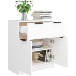 TRUE DEAL Buffet Blanc 60x30x70 Cm Bois D'ingénierie -Buffet et enfilade Soldes 67304584 4