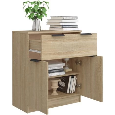TRUE DEAL Buffet Chêne Sonoma 60x30x70 Cm Bois D'ingénierie 4 TRUE DEAL Buffet Chêne Sonoma 60x30x70 Cm Bois D'ingénierie – Image 4