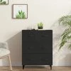 TRUE DEAL Buffet Noir 69,5x34x90 Cm Bois D'ingénierie