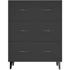 TRUE DEAL Buffet Noir 69,5x34x90 Cm Bois D'ingénierie -Buffet et enfilade Soldes 67305244 5
