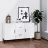 TRUE DEAL Buffet Blanc Brillant 100x36x60 Cm Bois D'ingénierie