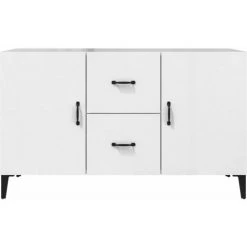 TRUE DEAL Buffet Blanc Brillant 100x36x60 Cm Bois D'ingénierie -Buffet et enfilade Soldes 67305369 5