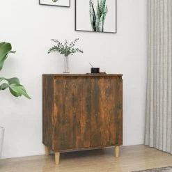 TRUE DEAL Buffet Chêne Fumé 60x35x70 Cm Bois D'ingénierie