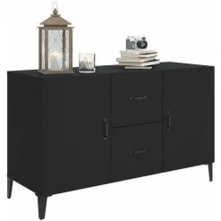 TRUE DEAL Buffet Noir 100x36x60 Cm Bois D'ingénierie -Buffet et enfilade Soldes 67305522 4