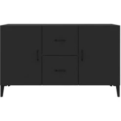 TRUE DEAL Buffet Noir 100x36x60 Cm Bois D'ingénierie -Buffet et enfilade Soldes 67305522 5