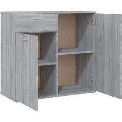 TRUE DEAL Buffet Sonoma Gris 80x36x75 Cm Bois D'ingénierie -Buffet et enfilade Soldes 67305588 5