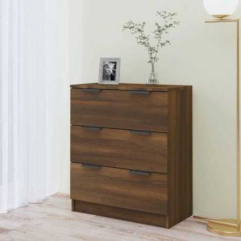 TRUE DEAL Buffet Chêne Marron 60x30x70 Cm Bois D'ingénierie 3 TRUE DEAL Buffet Chêne Marron 60x30x70 Cm Bois D'ingénierie – Image 3